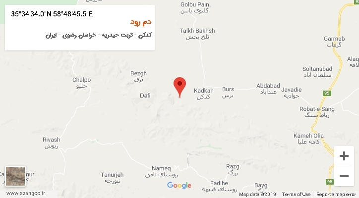 روستای دم رود بر روی نقشه