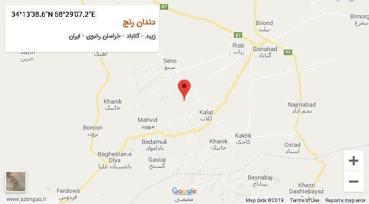 روستای دندان رنج بر روی نقشه