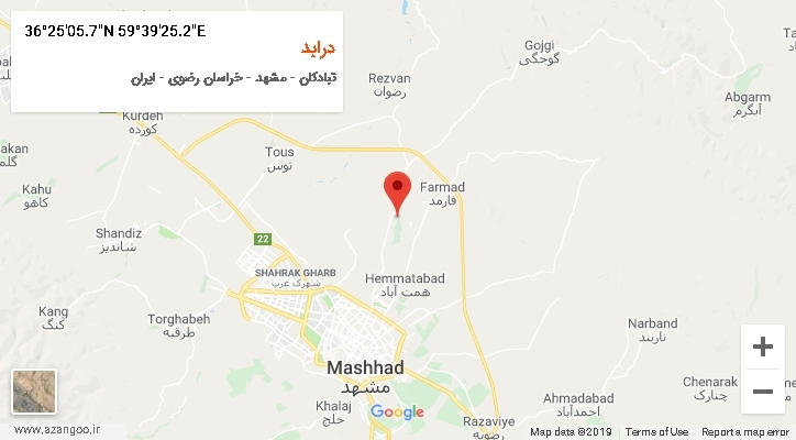 روستای درابد بر روی نقشه