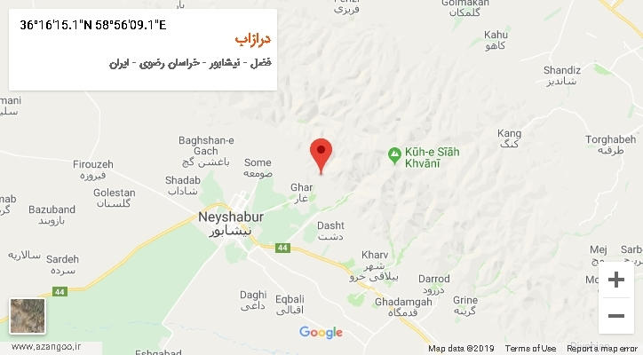 روستای درازاب بر روی نقشه
