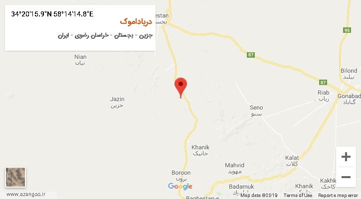 روستای درباداموک بر روی نقشه