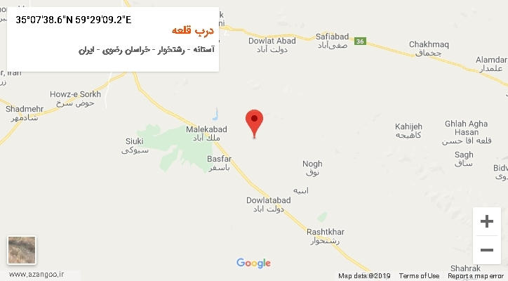 روستای درب قلعه بر روی نقشه