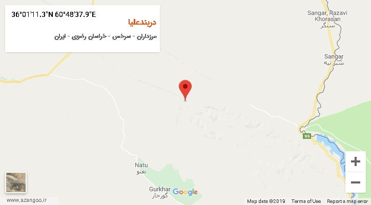 روستای دربندعلیا بر روی نقشه