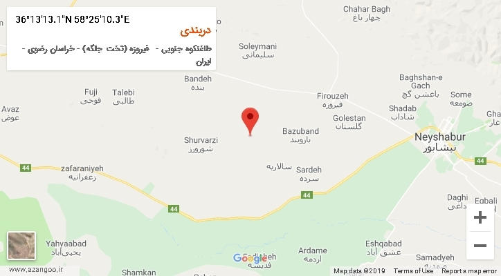 روستای دربندی بر روی نقشه