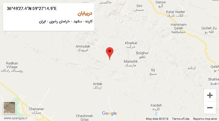 روستای دربیابان بر روی نقشه