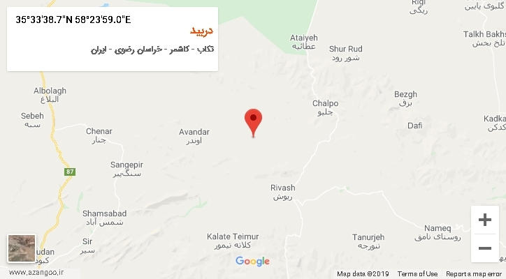 روستای دربید بر روی نقشه