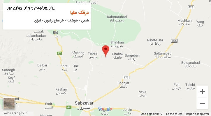 روستای درفک علیا بر روی نقشه