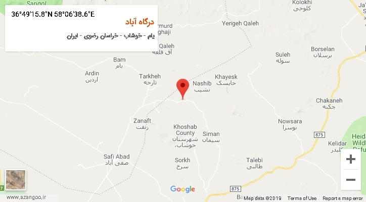 روستای درگاه آباد بر روی نقشه