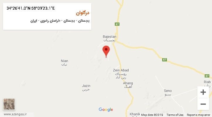 روستای درگاوان بر روی نقشه