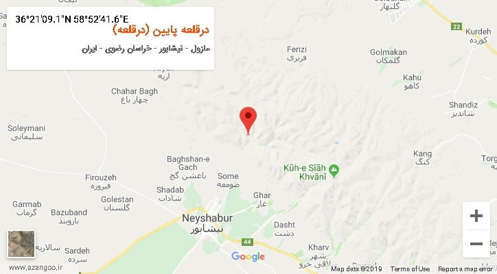 روستای درقلعه پایین (درقلعه) بر روی نقشه