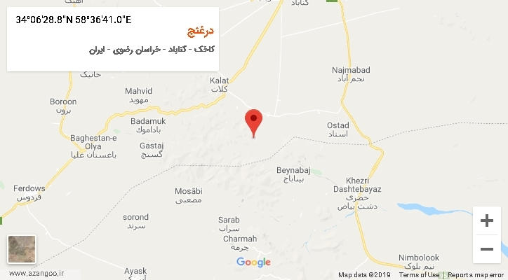 روستای درغنج بر روی نقشه