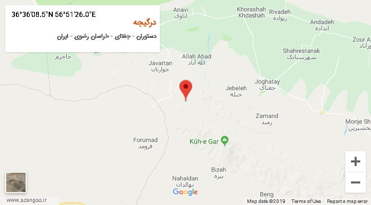 روستای درگیجه بر روی نقشه