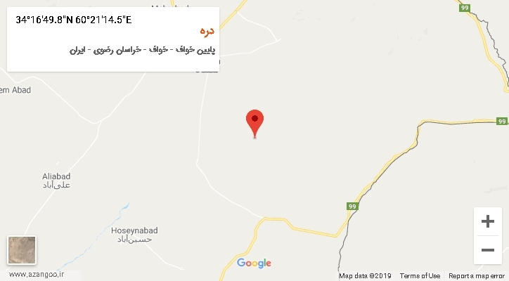 روستای دره بر روی نقشه