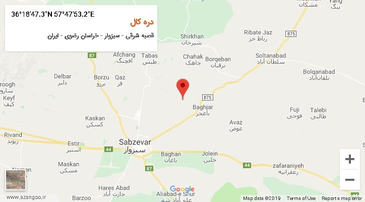 روستای دره کال بر روی نقشه
