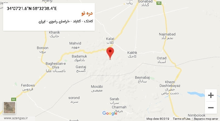 روستای دره نو بر روی نقشه