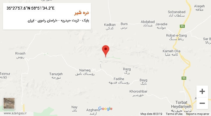 روستای دره شیر بر روی نقشه