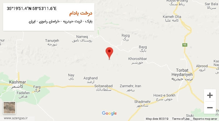 روستای درخت بادام بر روی نقشه