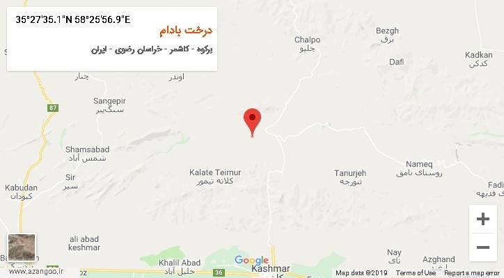 روستای درخت بادام بر روی نقشه