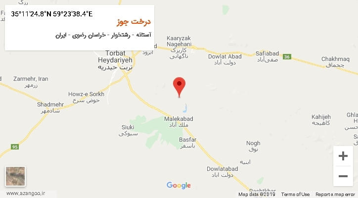 روستای درخت جوز بر روی نقشه