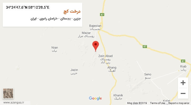 روستای درخت کج بر روی نقشه