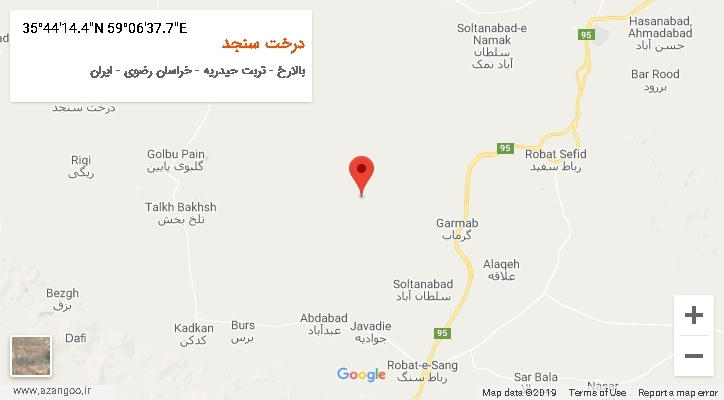 روستای درخت سنجد بر روی نقشه