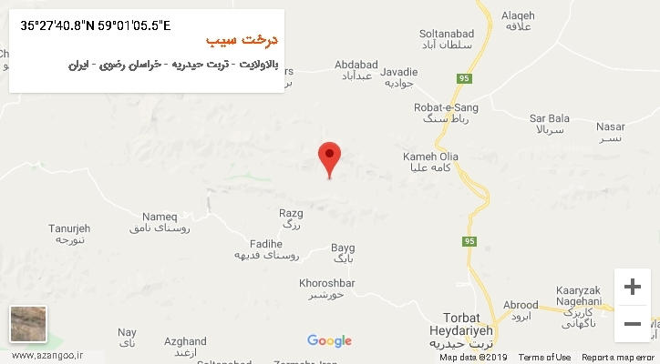 روستای درخت سیب بر روی نقشه