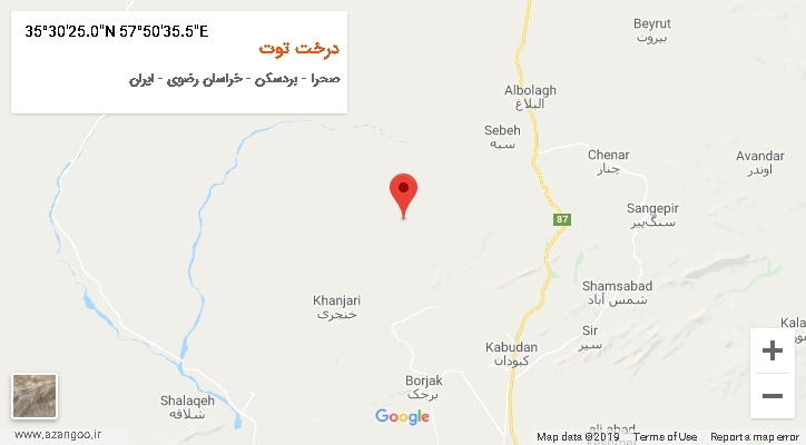 روستای درخت توت بر روی نقشه
