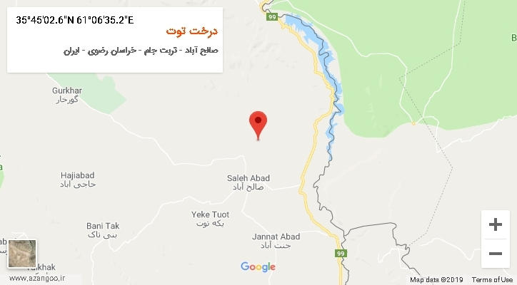 روستای درخت توت بر روی نقشه