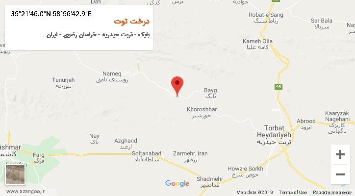 روستای درخت توت بر روی نقشه