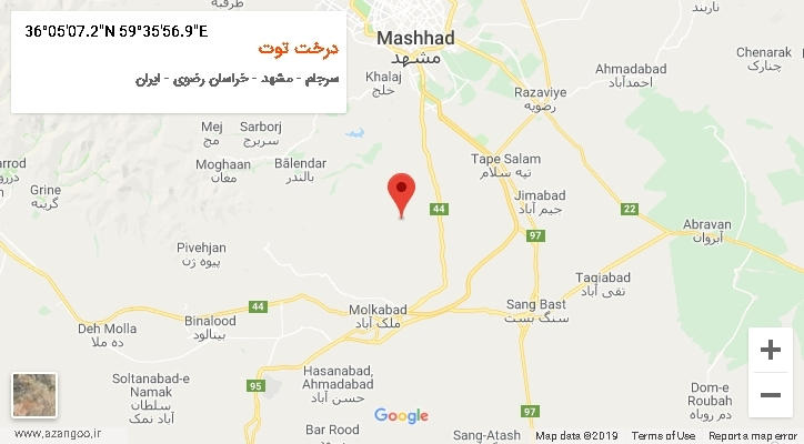 روستای درخت توت بر روی نقشه
