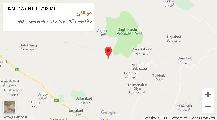 روستای درمالگی بر روی نقشه