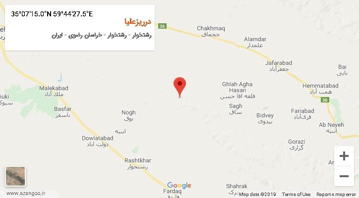روستای درریزعلیا بر روی نقشه