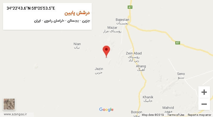 روستای درشش پایین بر روی نقشه