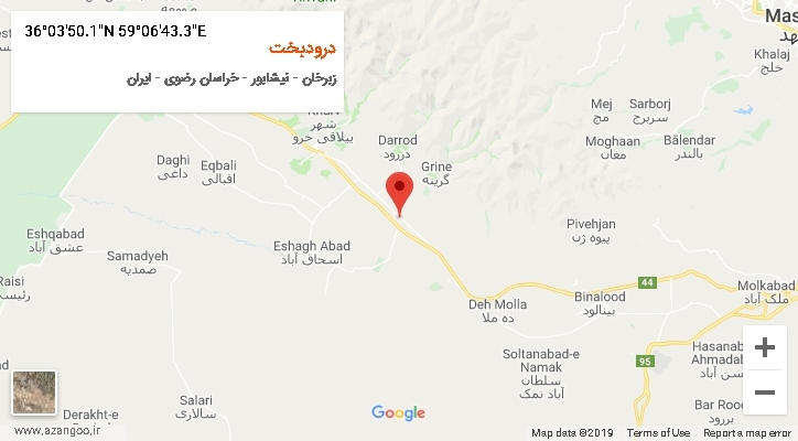 روستای درودبخت بر روی نقشه