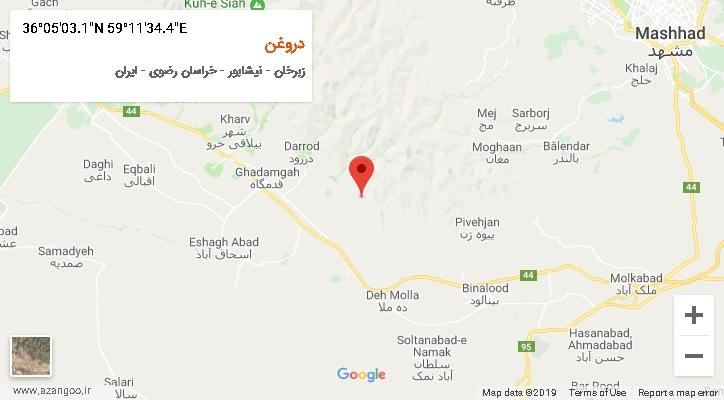 روستای دروغن بر روی نقشه