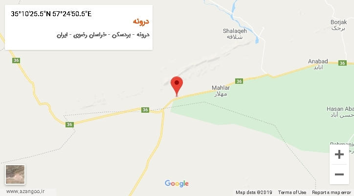 روستای درونه بر روی نقشه
