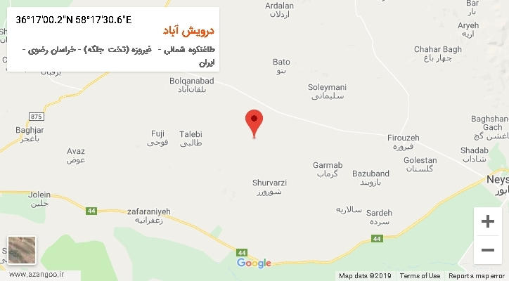 روستای درویش آباد بر روی نقشه