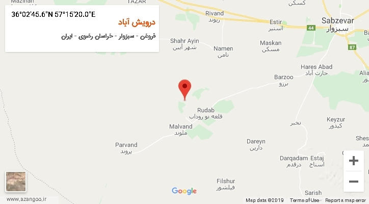روستای درویش آباد بر روی نقشه