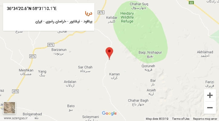 روستای دریا بر روی نقشه