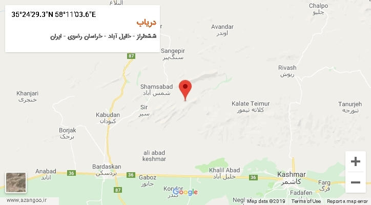 روستای دریاب بر روی نقشه