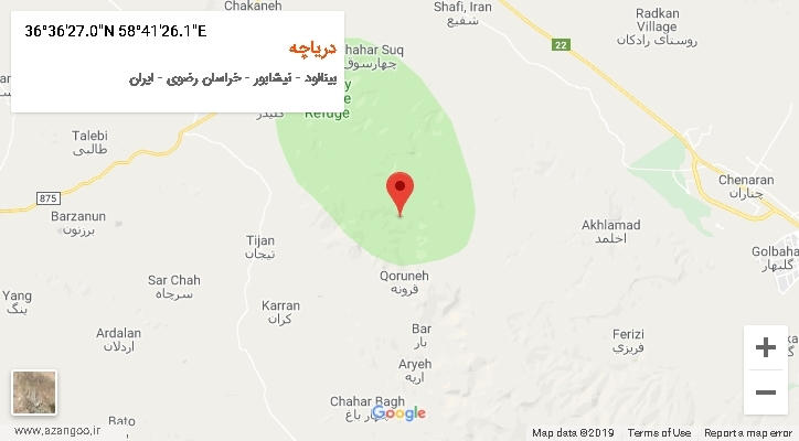 روستای دریاچه بر روی نقشه