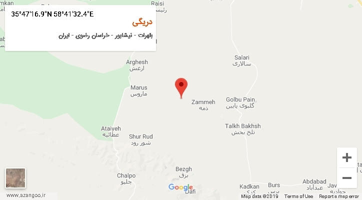 روستای دریگی بر روی نقشه