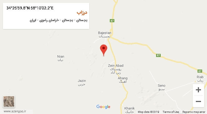 روستای درزاب بر روی نقشه