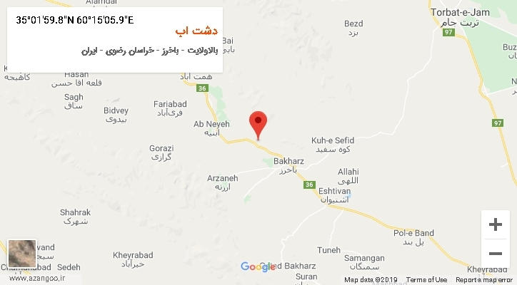 روستای دشت اب بر روی نقشه