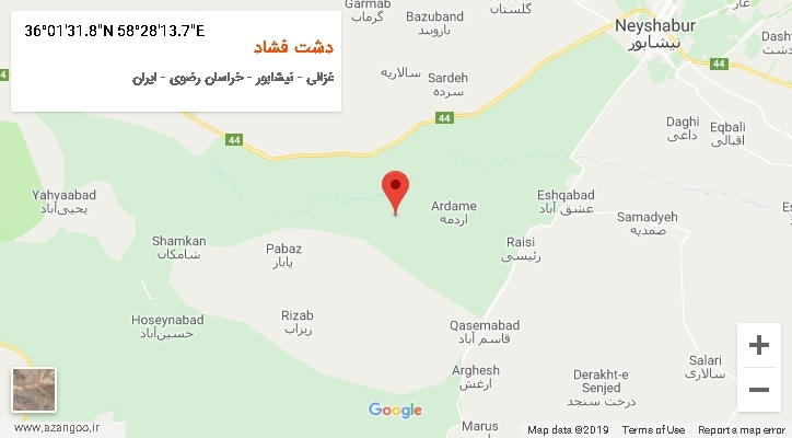 روستای دشت فشاد بر روی نقشه