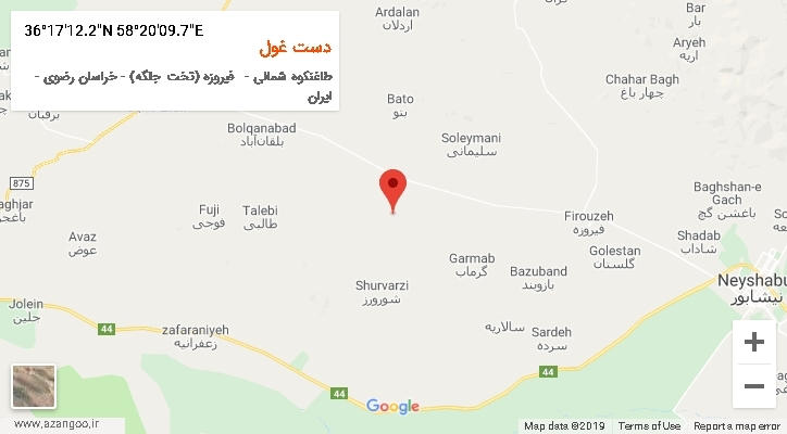 روستای دست غول بر روی نقشه