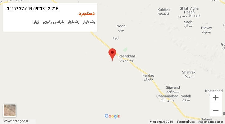 روستای دستجرد بر روی نقشه