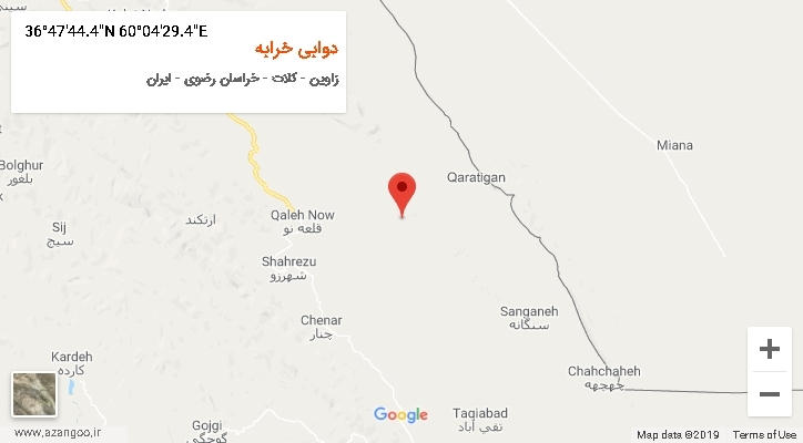 روستای دوابی خرابه بر روی نقشه