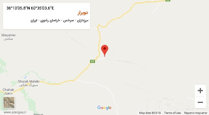 روستای دوبرار بر روی نقشه