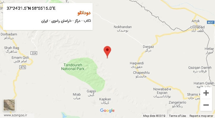 روستای دودانلو بر روی نقشه